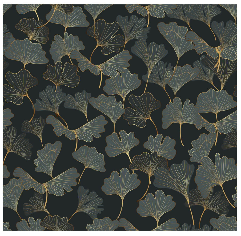 Ginkgobladeren met goudlijnen — volledig ontwerp
