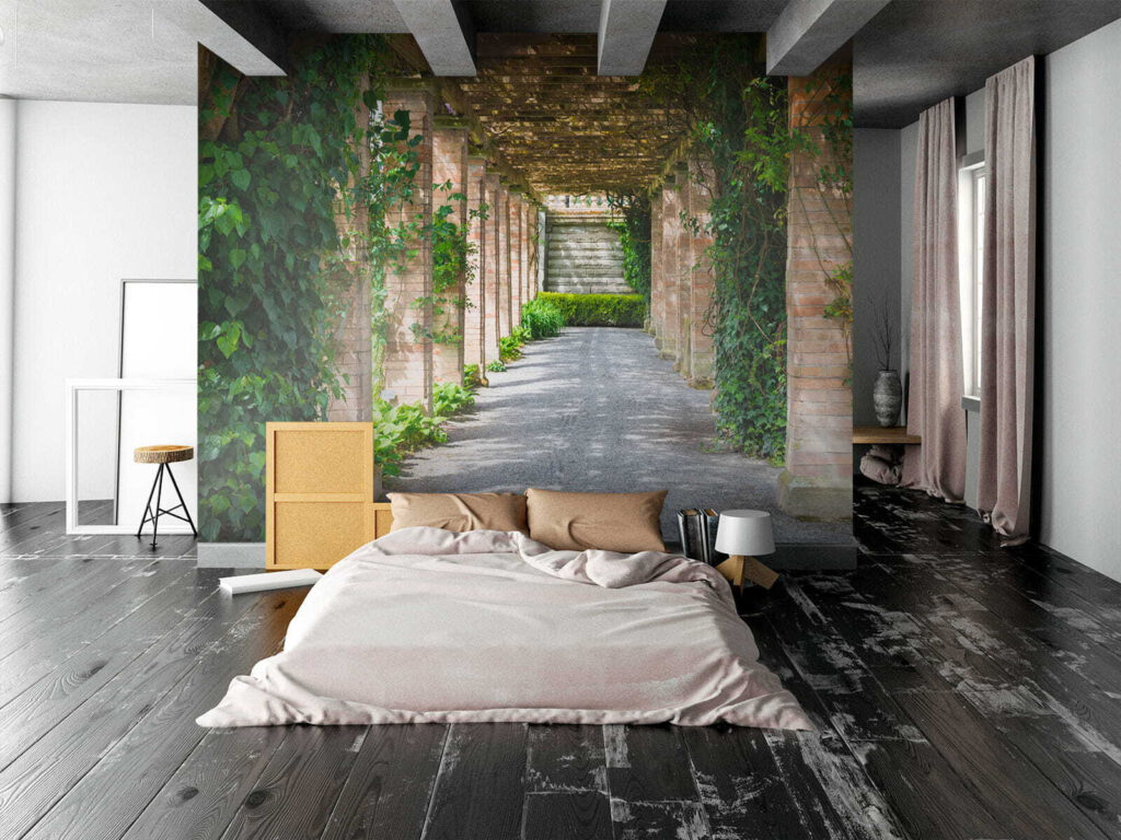 Pad onder begroeide pergola — interieur 2