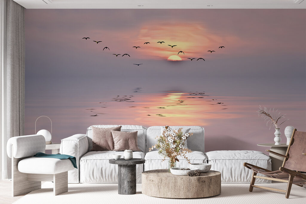 Vogels boven roze avondspiegeling — interieur 5