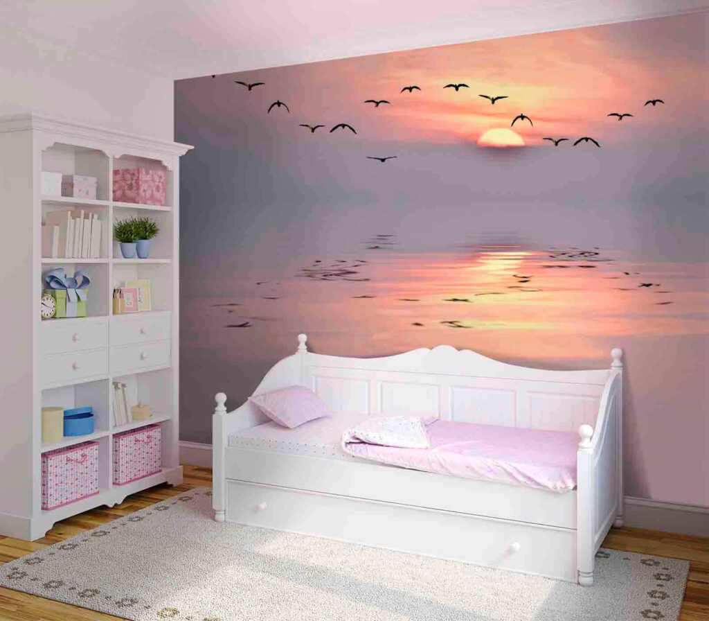 Vogels boven roze avondspiegeling — interieur 3