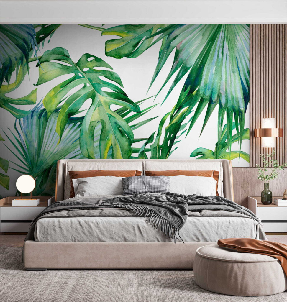 Groene bladeren in waterverf — interieur 2