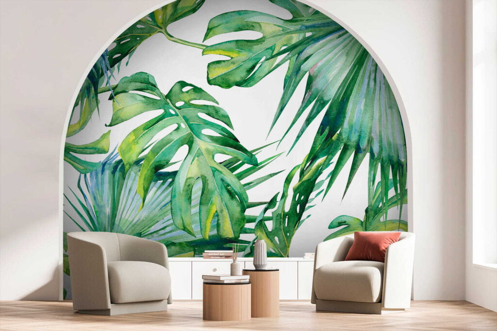 Groene bladeren in waterverf — interieur 6