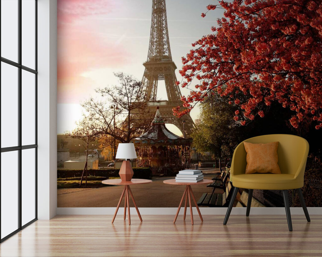 Eiffeltoren naast rode herfstboom — interieur 3