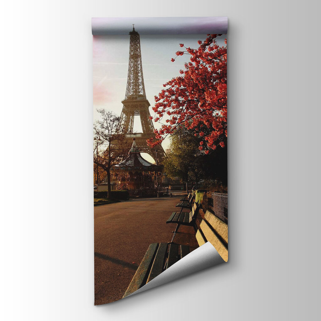 Eiffeltoren naast rode herfstboom — productweergave