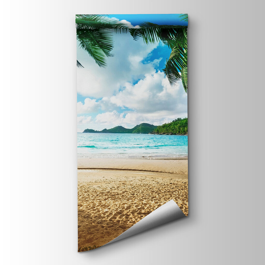 Strand met palmbomen en blauw water — productweergave