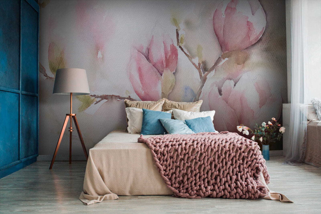 Magnolia in roze aquarel — interieur 2