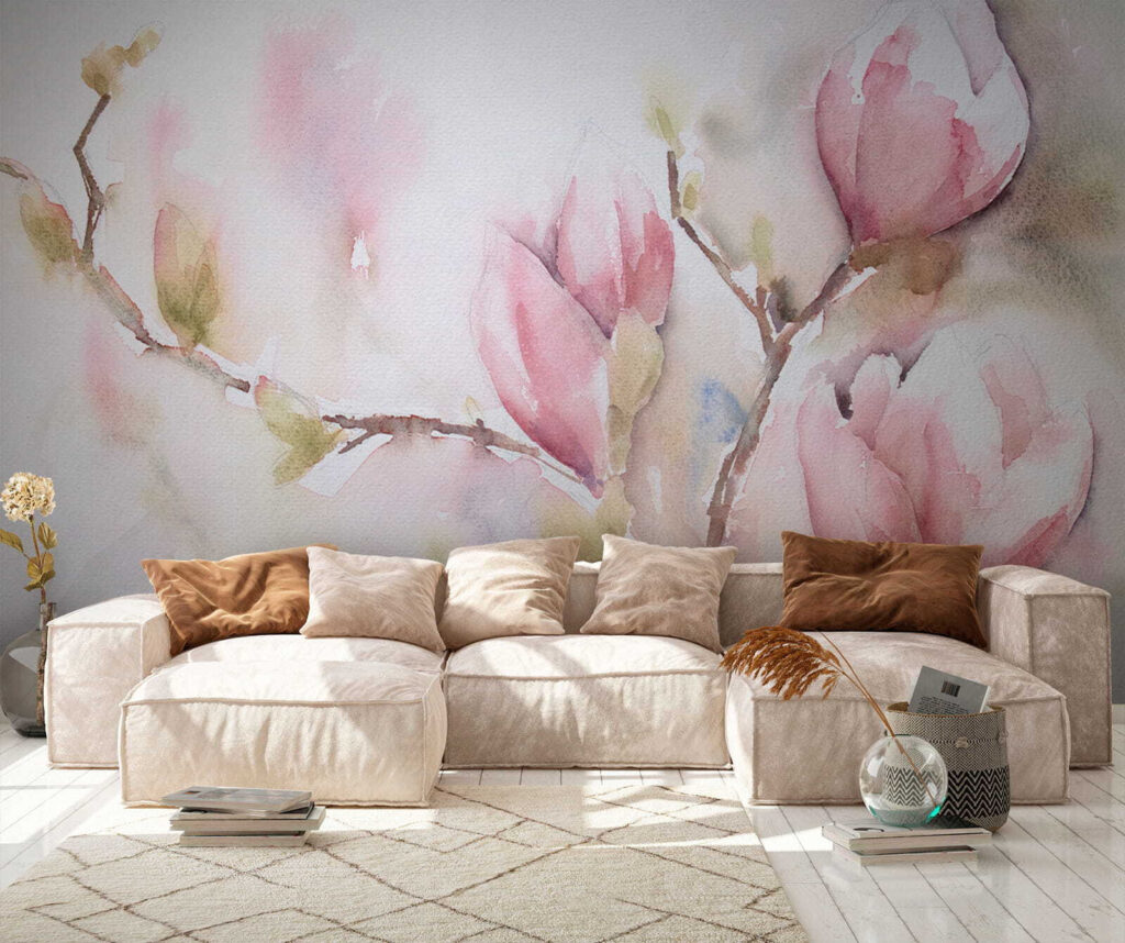 Magnolia in roze aquarel — interieur 6
