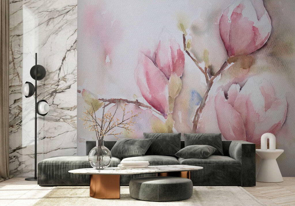 Magnolia in roze aquarel — interieur 8
