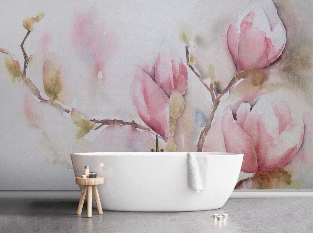 Magnolia in roze aquarel — interieur 10