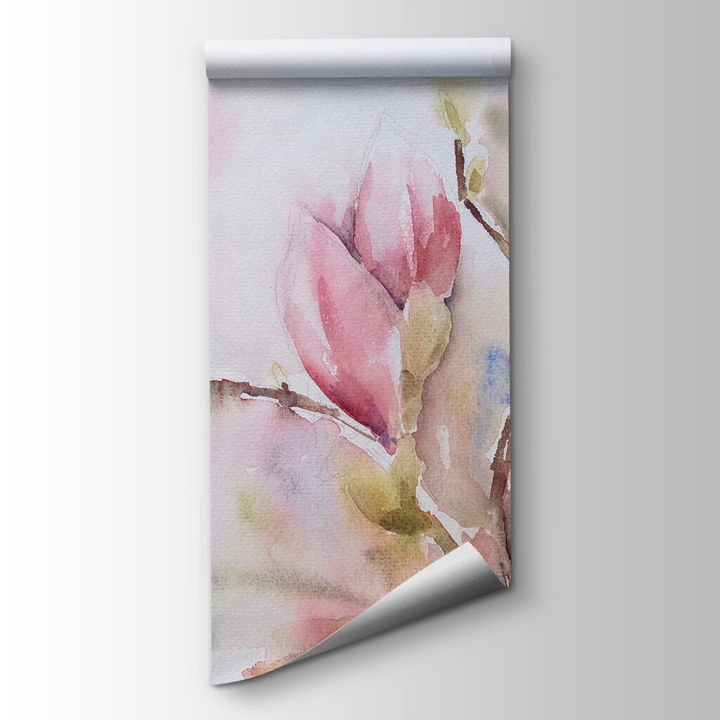 Magnolia in roze aquarel — productweergave