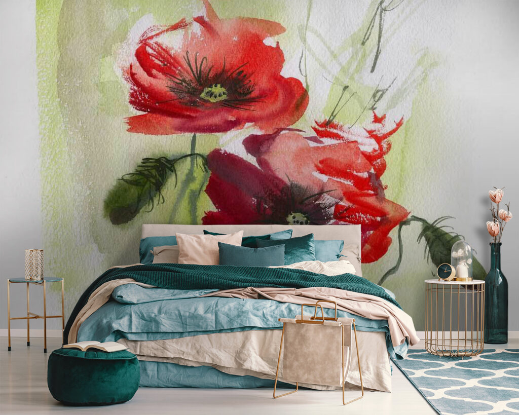 Twee klaprozen in penseelvegen — interieur 2