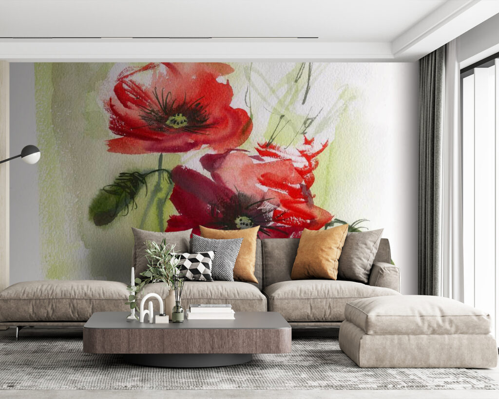 Twee klaprozen in penseelvegen — interieur 3