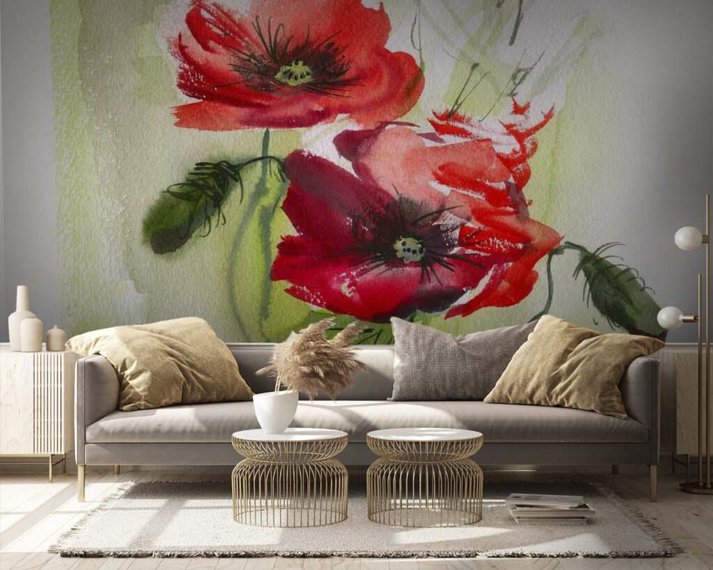 Twee klaprozen in penseelvegen — interieur 4