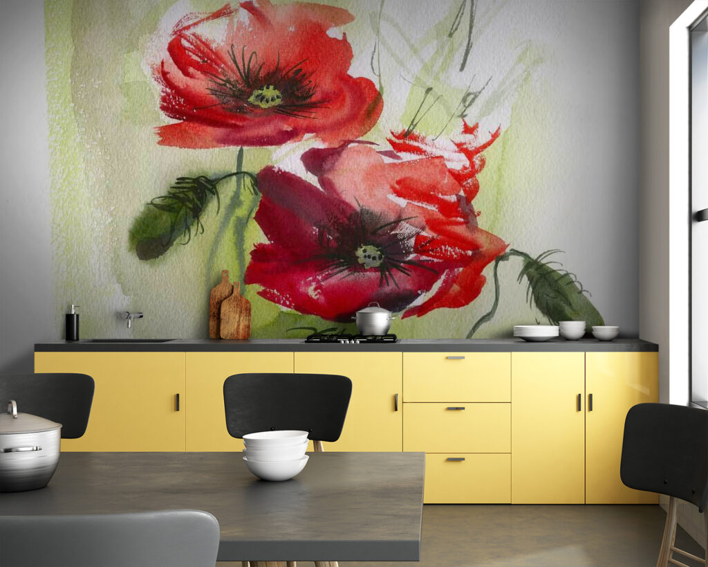 Twee klaprozen in penseelvegen — interieur 1
