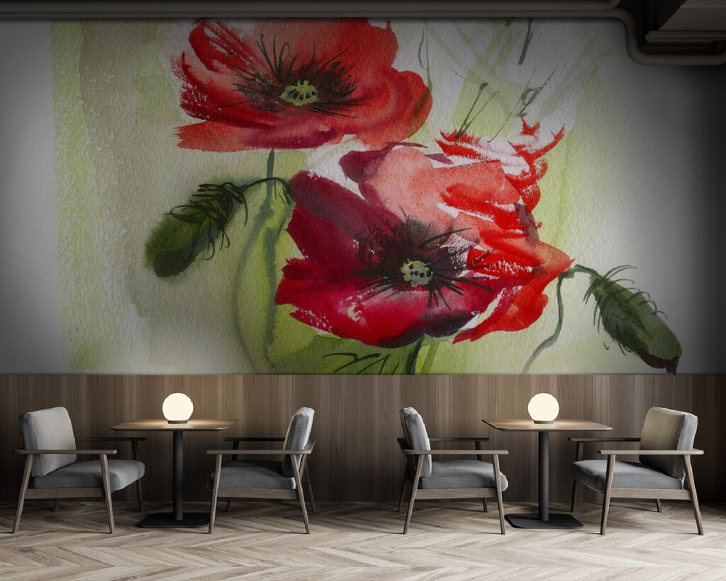 Twee klaprozen in penseelvegen — interieur 5
