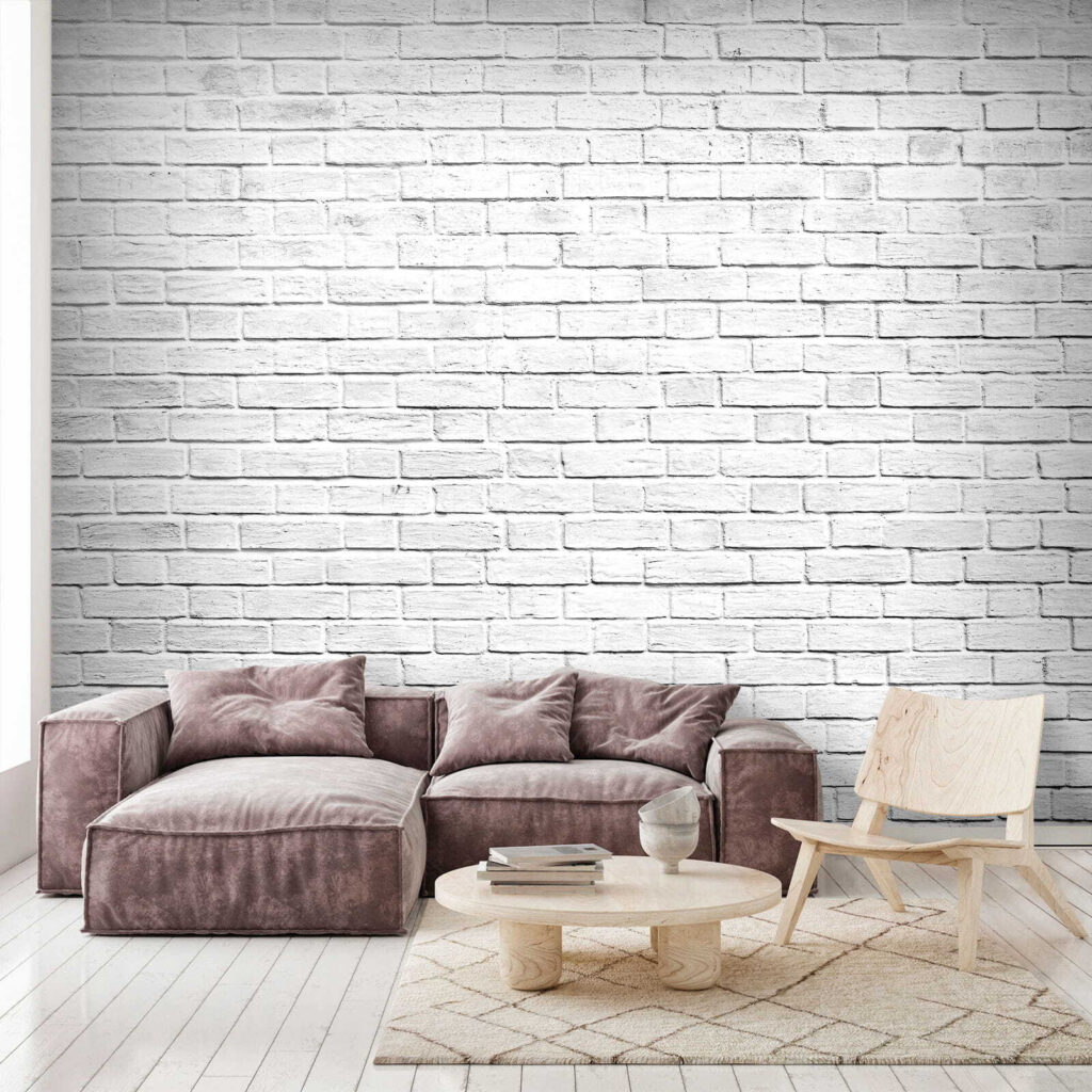 Witte voegen tussen baksteen — interieur 3