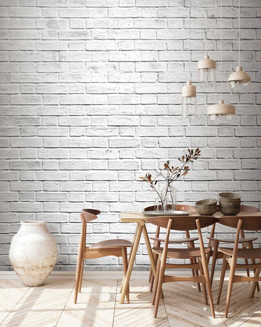 Witte voegen tussen baksteen — interieur 6