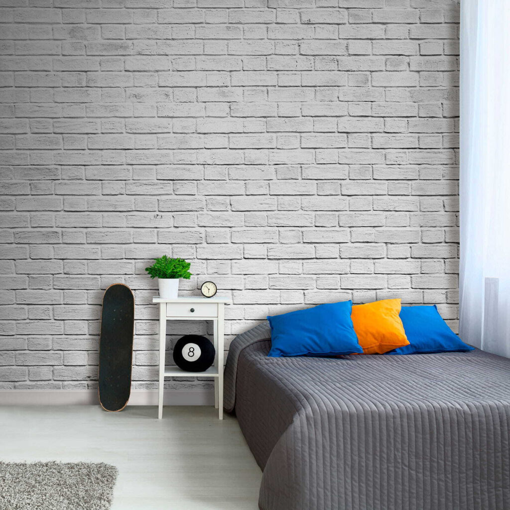 Witte voegen tussen baksteen — interieur 8