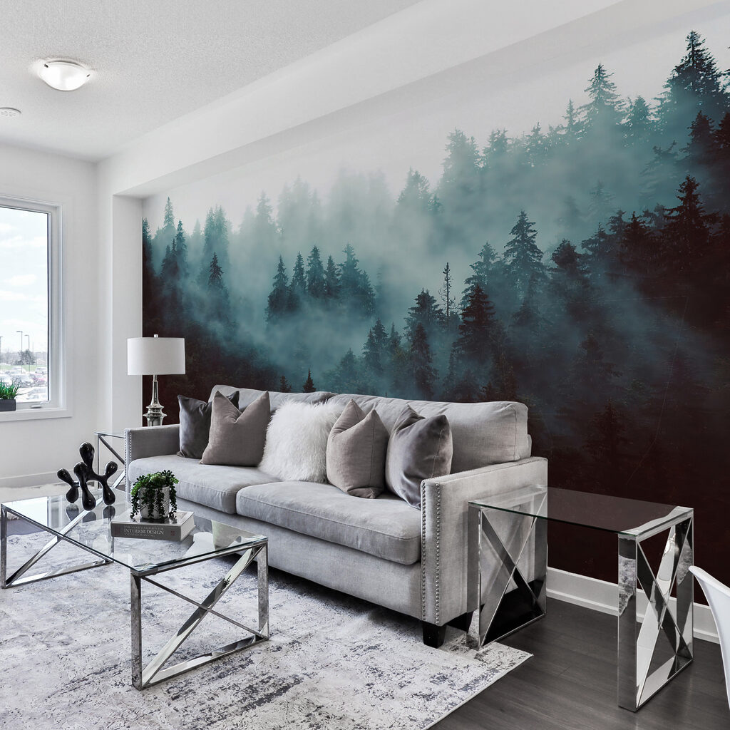 Dennenhelling in blauwe nevel — interieur 3