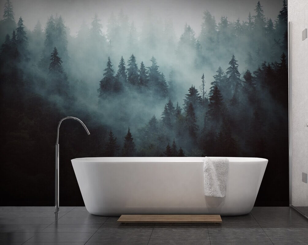 Dennenhelling in blauwe nevel — interieur 2