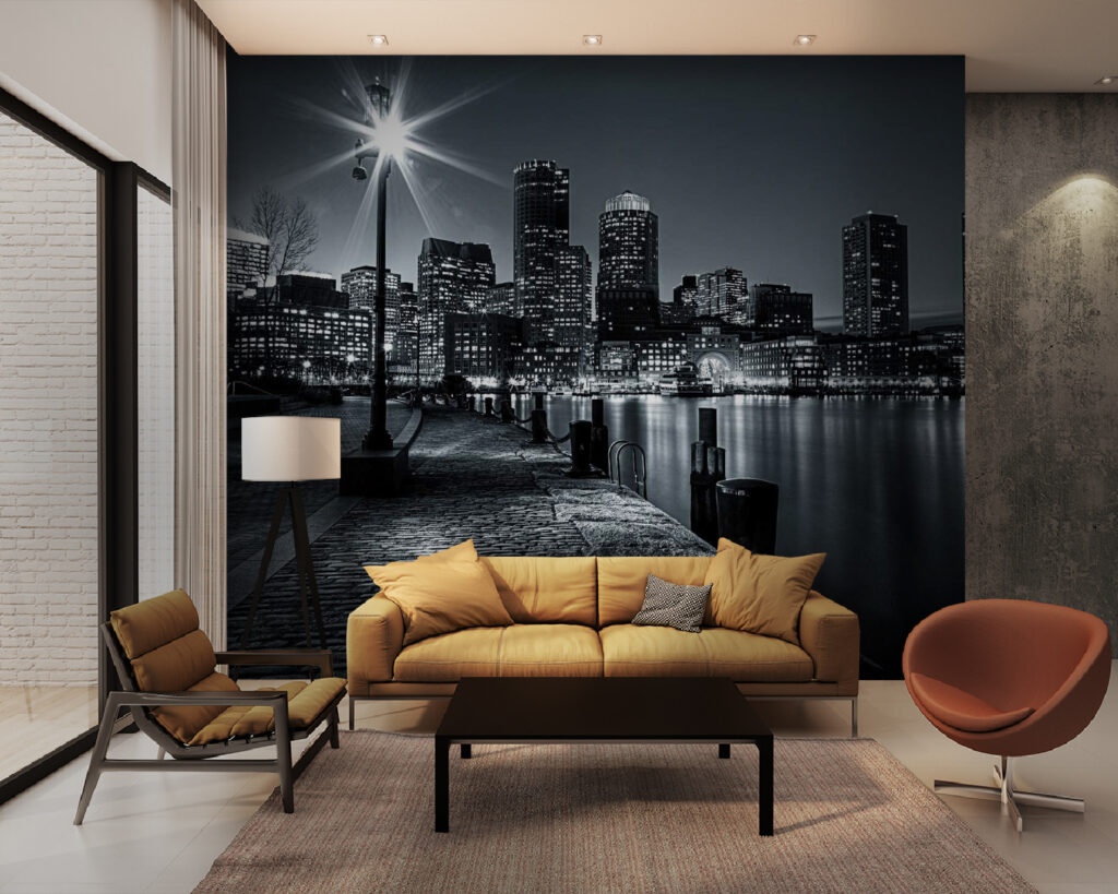 Nachtelijke kade in zwartwit — interieur 3