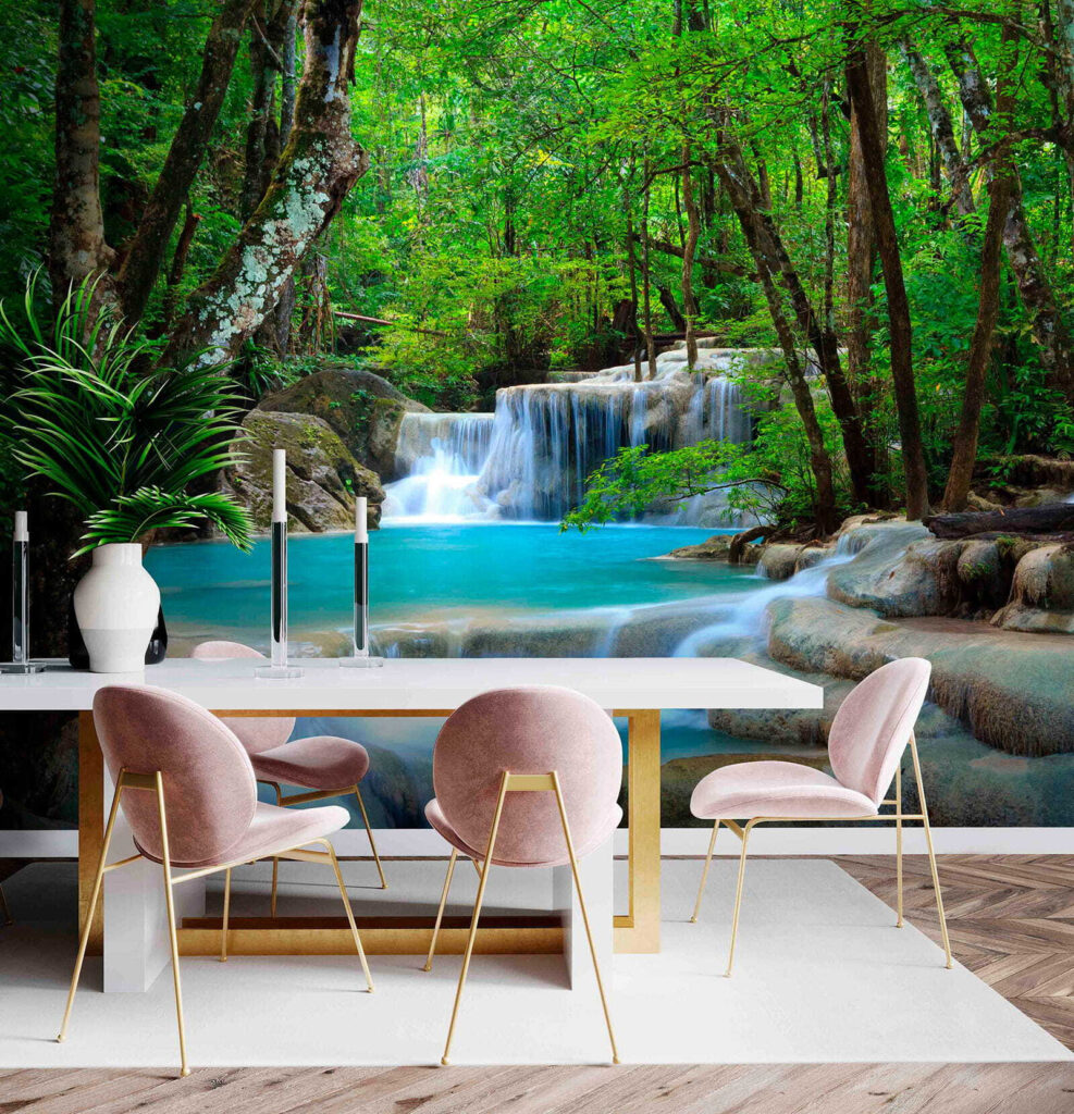 Waterval in een bos in een interieur