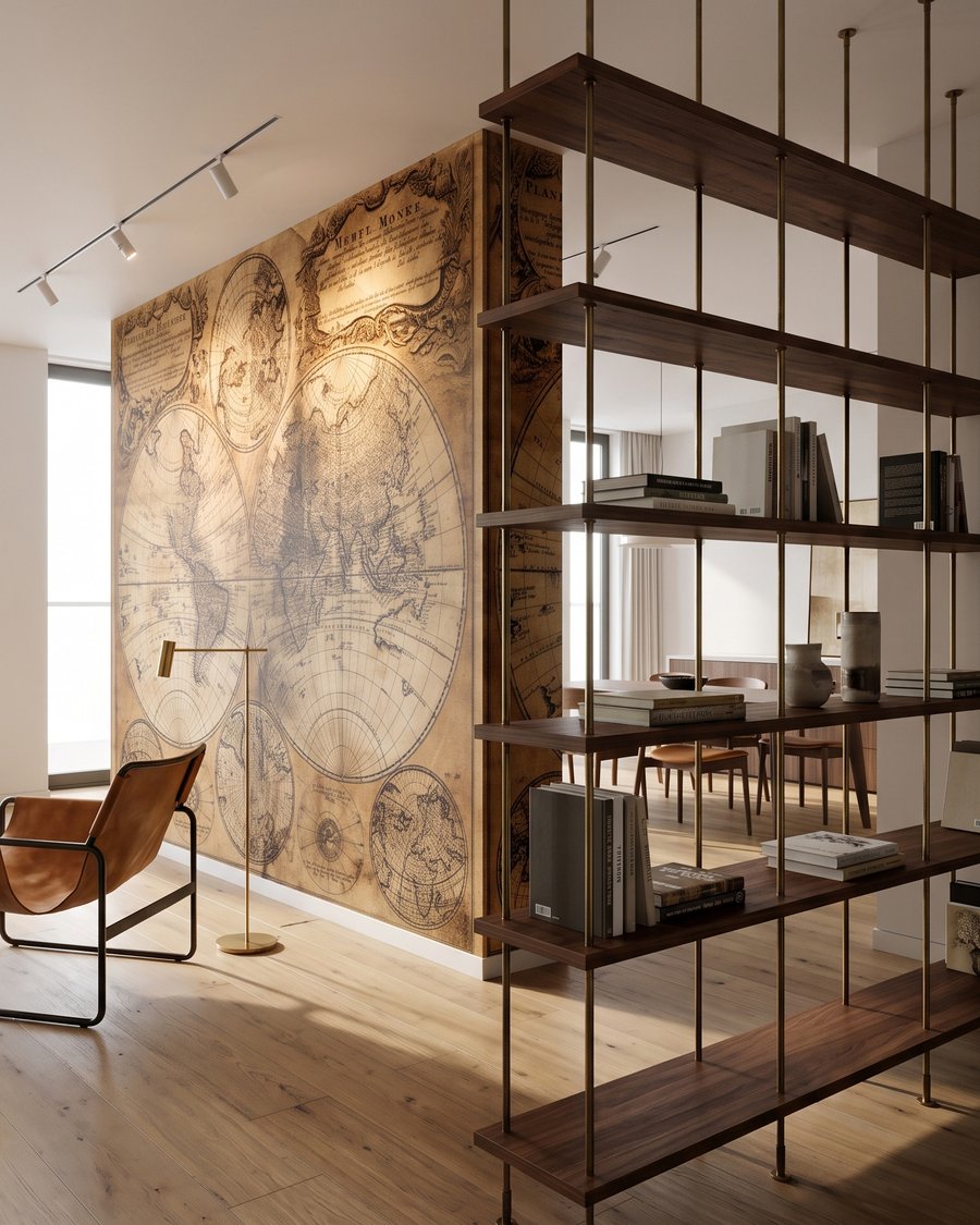 Wereld in oude cirkels in een interieur