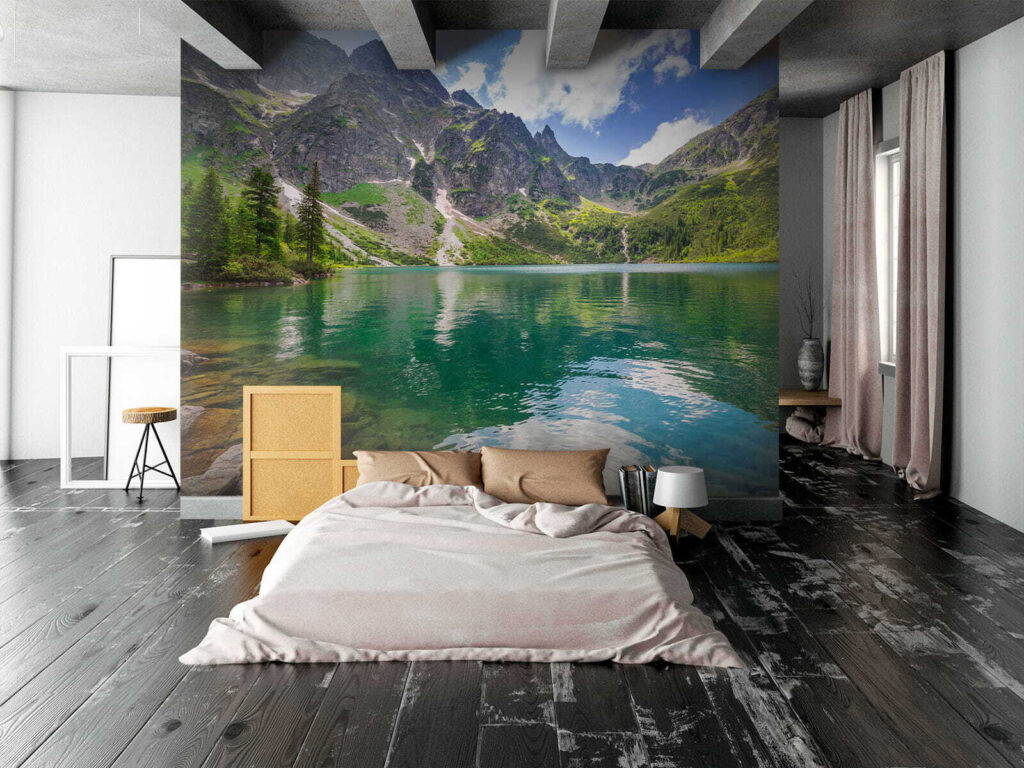 Bergtoppen boven helder water — interieur 2