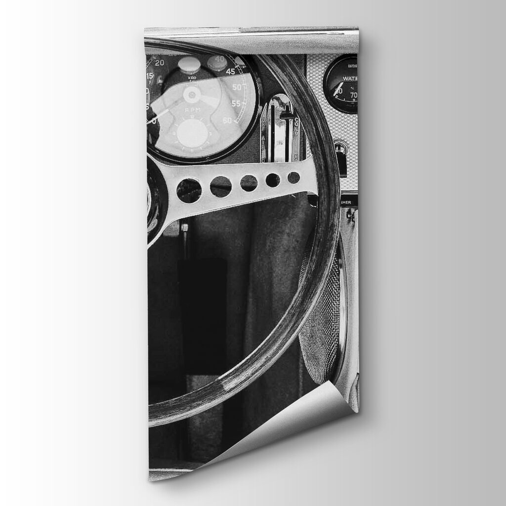 Oldtimerdashboard in zwartwit — productweergave