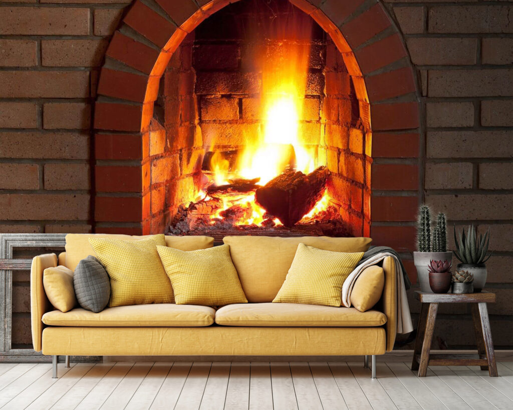 Vlammen achter een baksteenboog — interieur 2