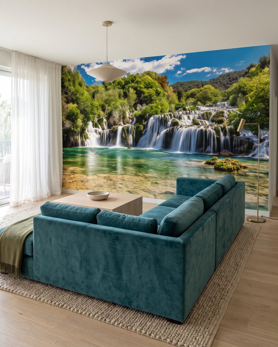 Groene poel onder watervallen — interieur 3