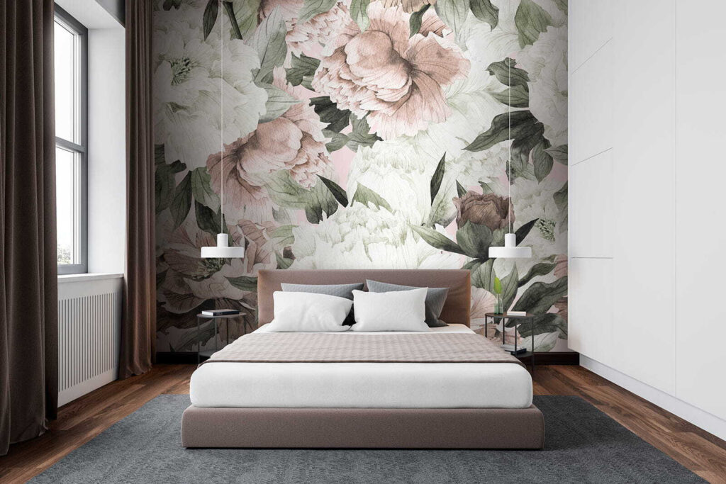 Witte en oudroze bloemen — interieur 2