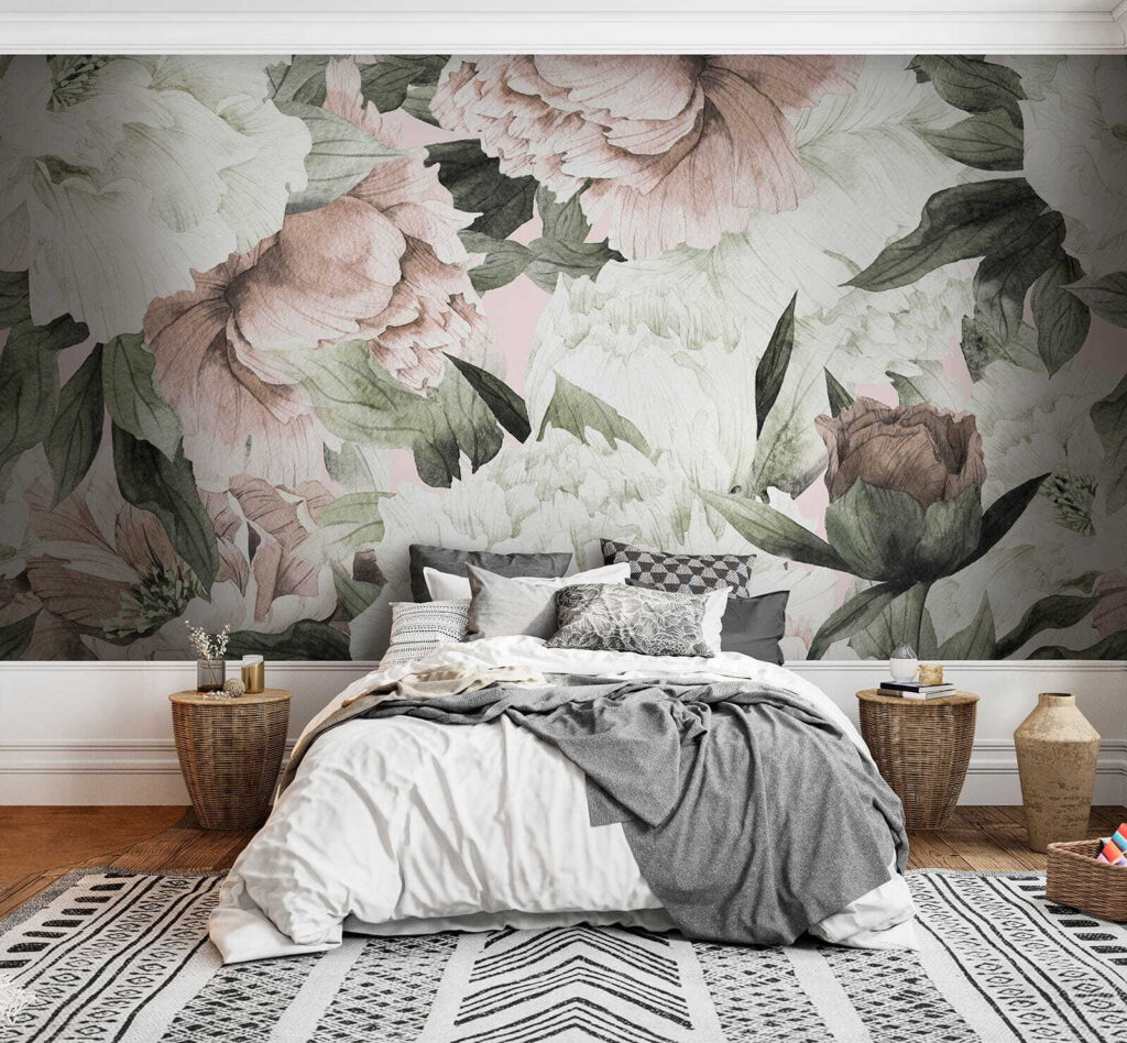 Witte en oudroze bloemen — interieur 3