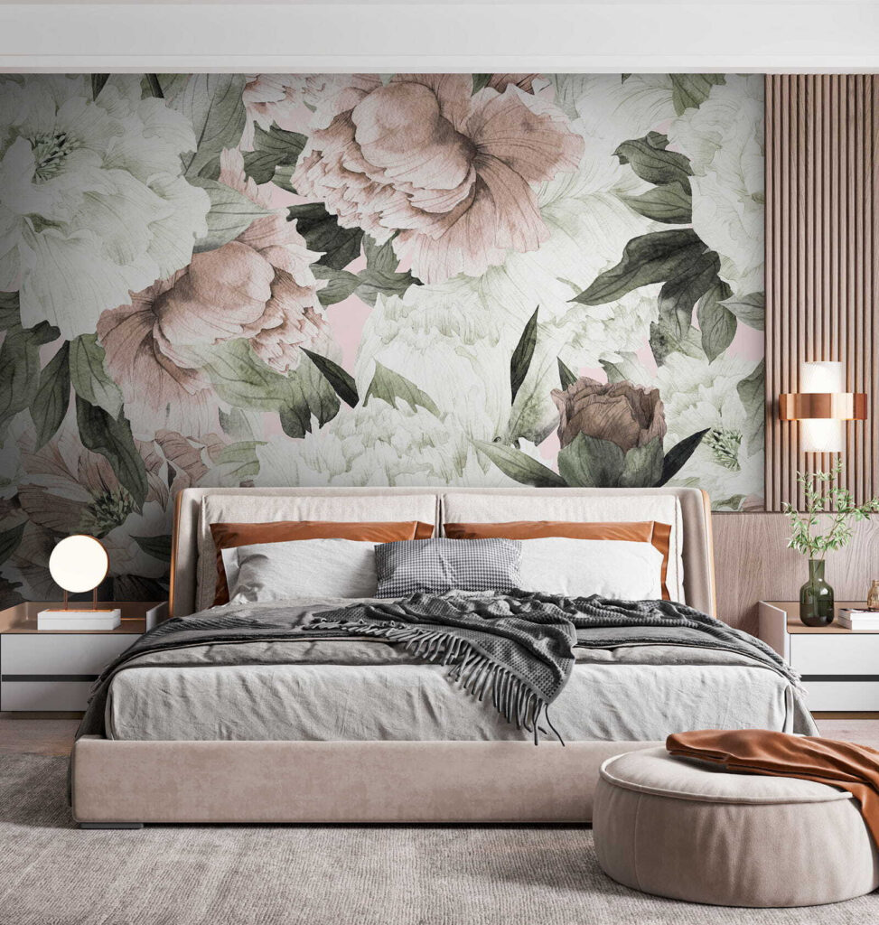 Witte en oudroze bloemen — interieur 4