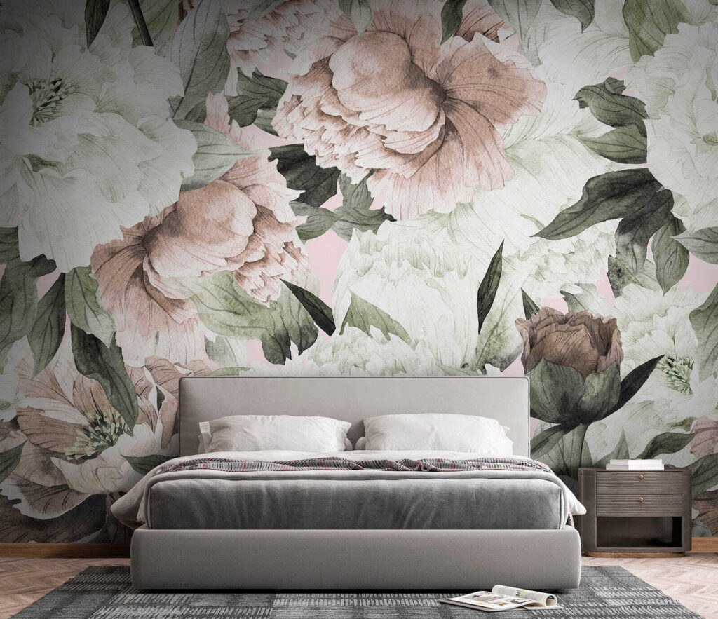 Witte en oudroze bloemen — interieur 5