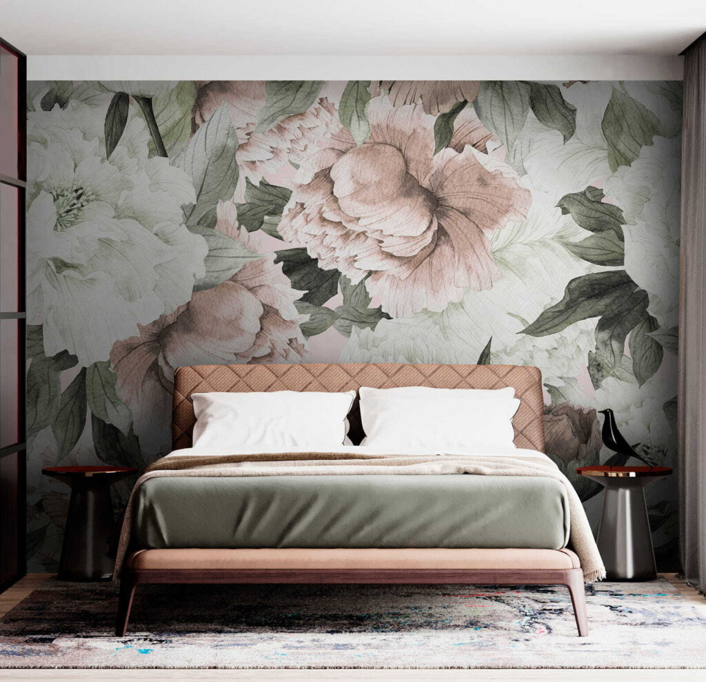 Witte en oudroze bloemen — interieur 6