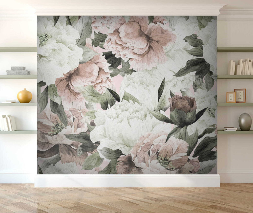 Witte en oudroze bloemen — interieur 7