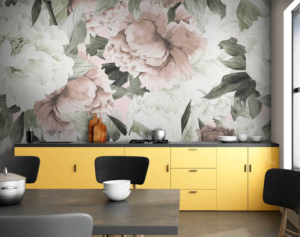 Witte en oudroze bloemen — interieur 8