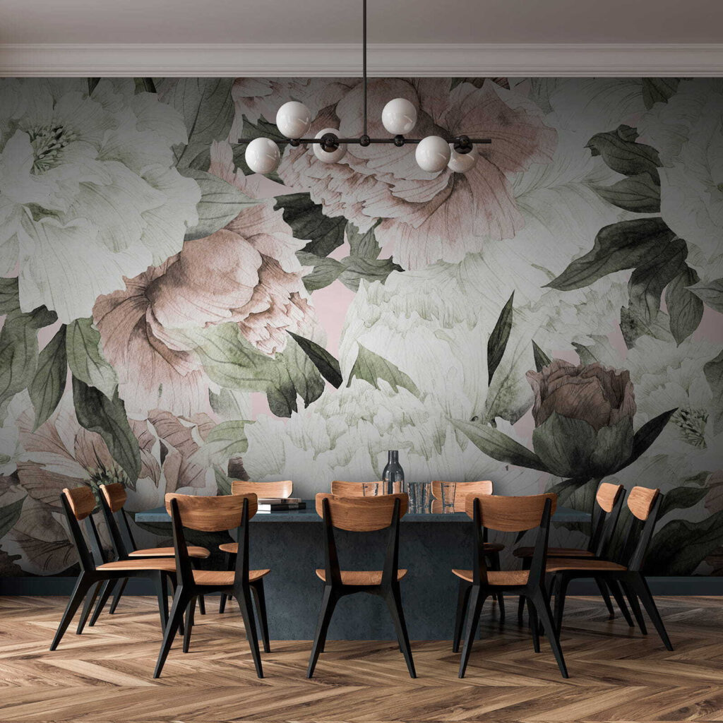 Witte en oudroze bloemen — interieur 9