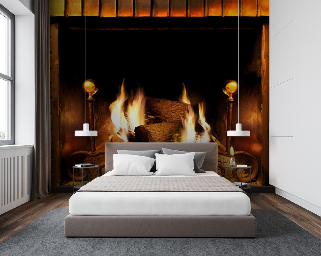 Vuur in een open haard — interieur 2
