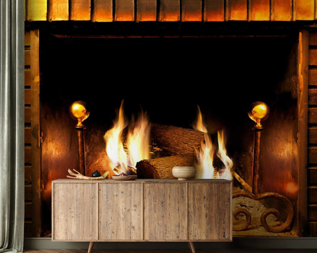 Vuur in een open haard — interieur 1