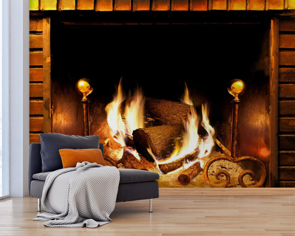 Vuur in een open haard — interieur 3