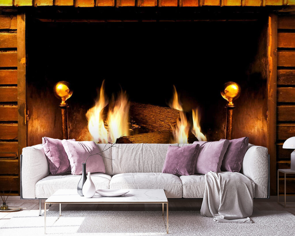 Vuur in een open haard — interieur 4