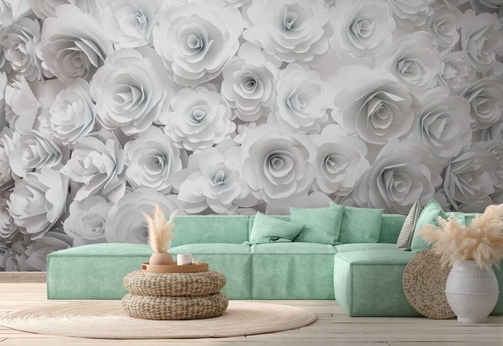 Witte rozen, dicht opeen — interieur 1