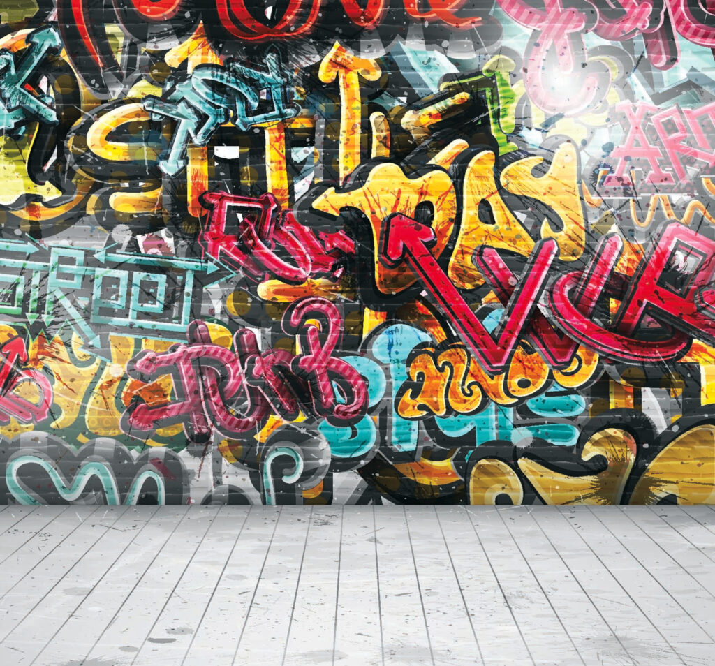 Een muur vol graffiti — volledig ontwerp