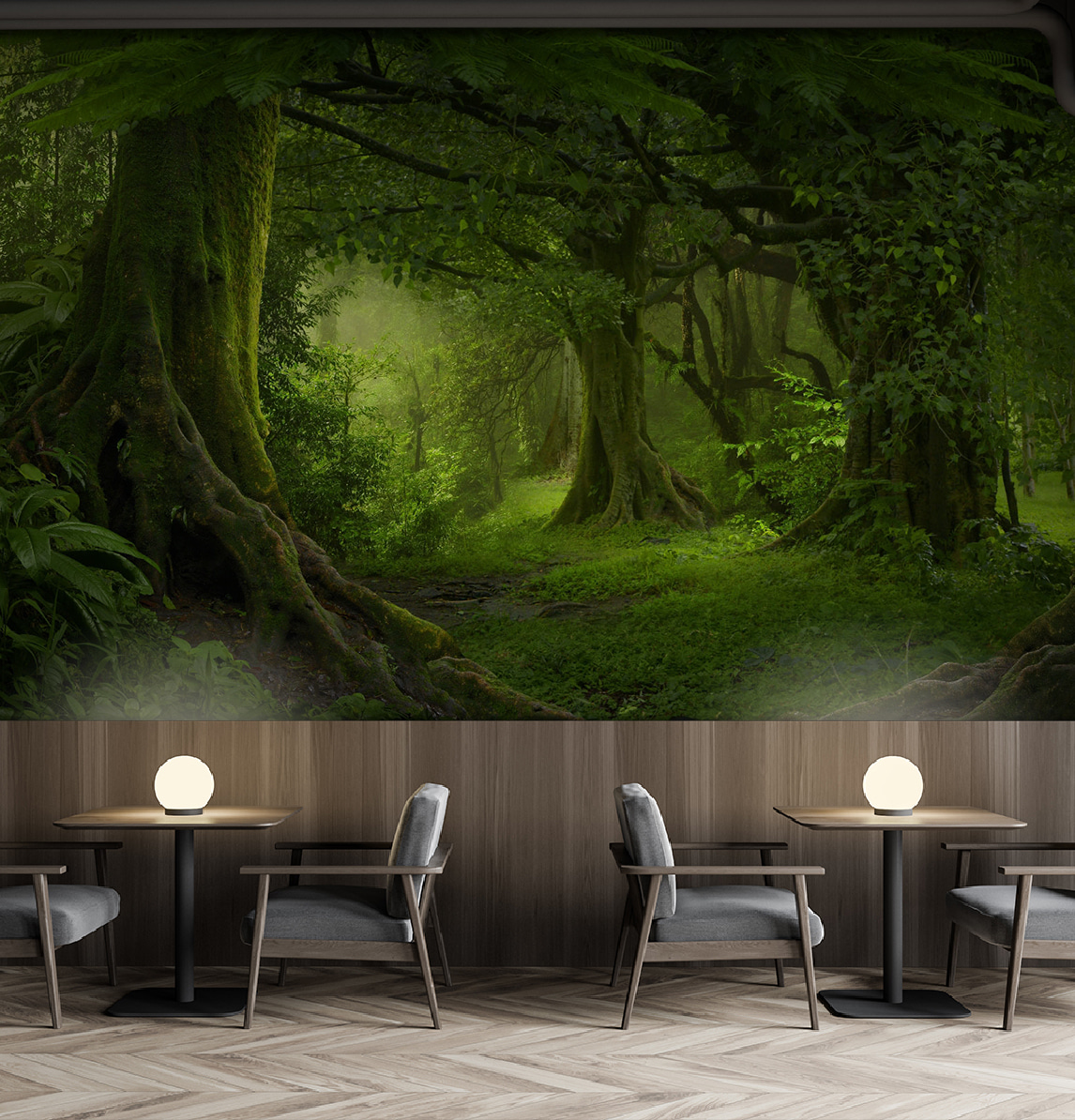 Groen bos met boomwortels — interieur 4