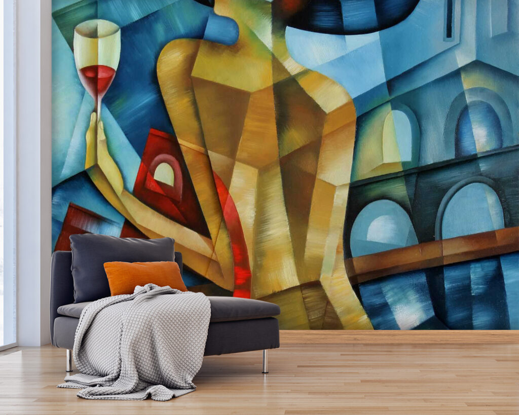 Wijnglas in kleurrijk portret — interieur 3