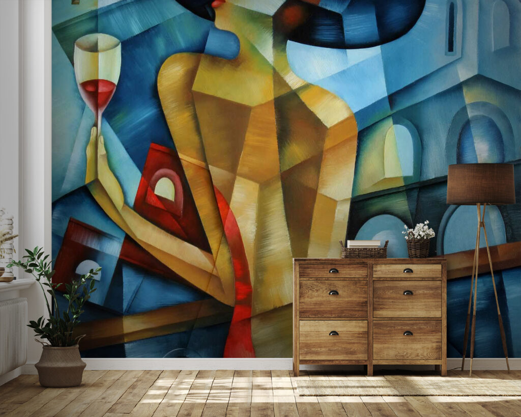 Wijnglas in kleurrijk portret — interieur 1