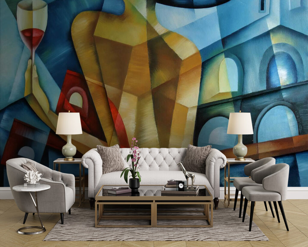 Wijnglas in kleurrijk portret — interieur 4