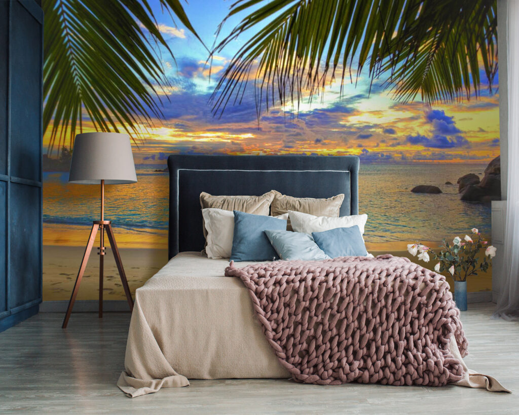 Strand met palmbomen en water — interieur 2